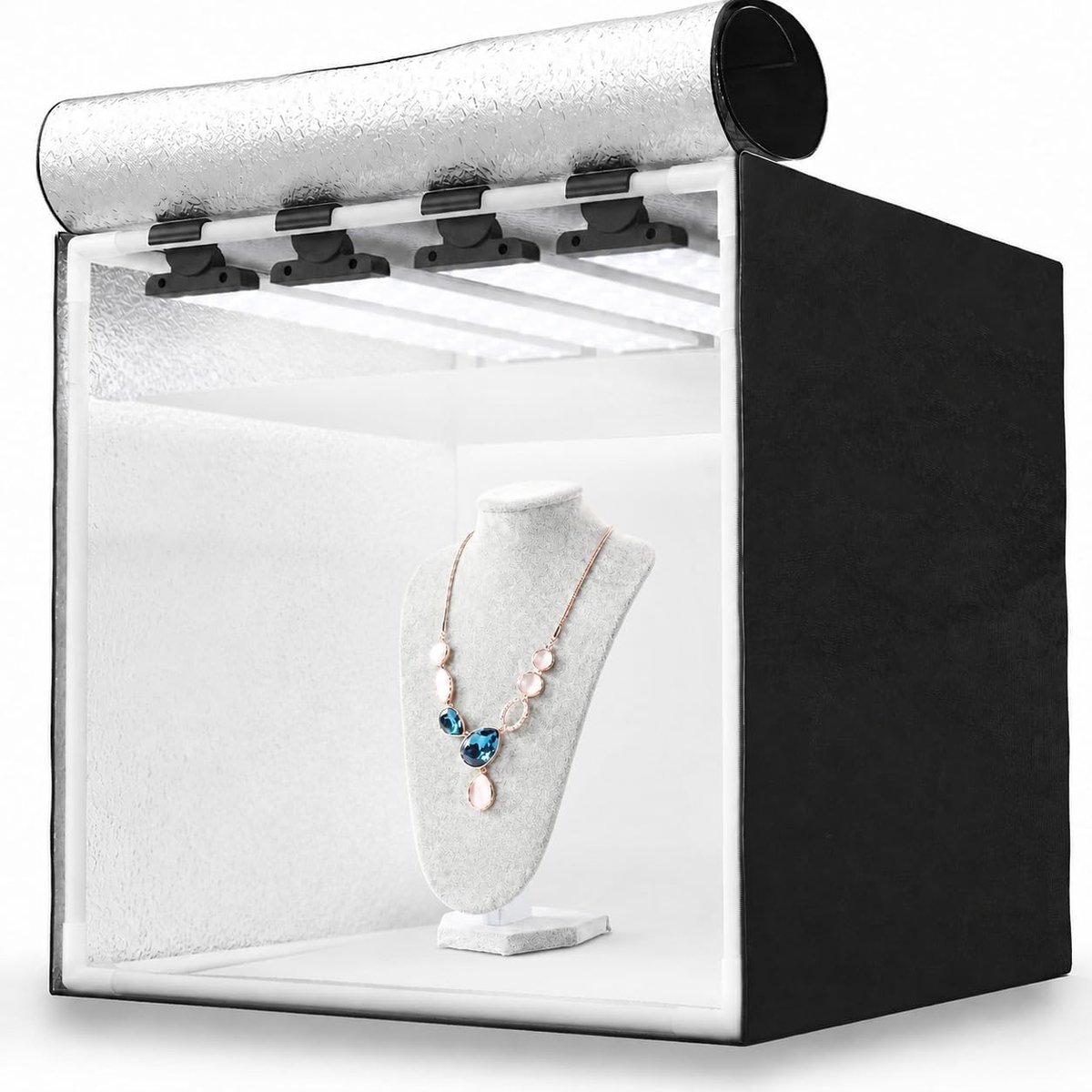 - HPB-40XD Fotoatelier - Draagbare softbox met vier kantelbare LED-strips – Lichtbak van 40x40x40cm - 5500K verlichting - 26.000 lumen - Anti-glans systeem