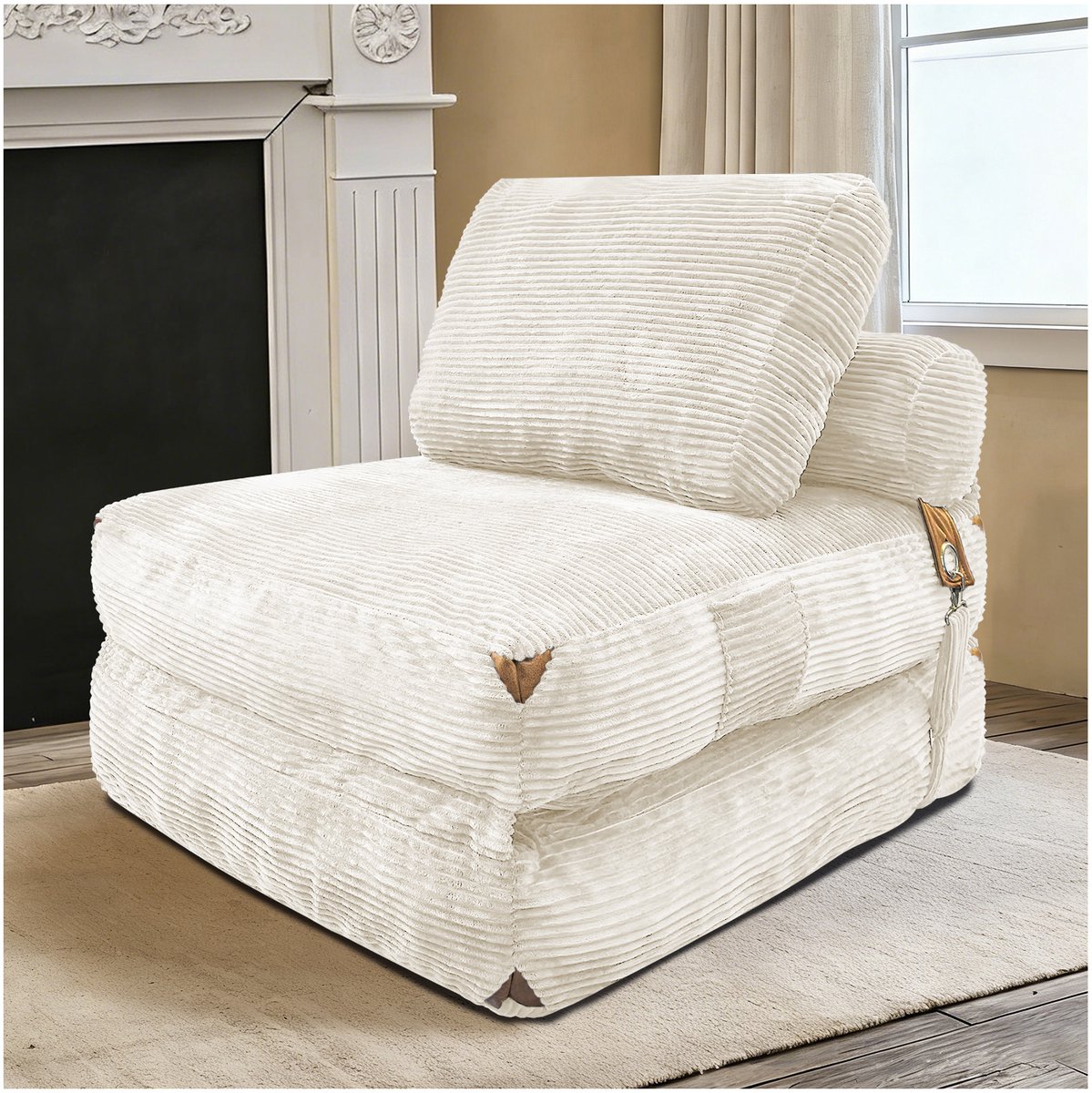 OKWISH Zitzak Loungestoel 1 Persoons 87 x 86 x 40 cm - Opvouwbaar Met Rugleuning Voor Binn