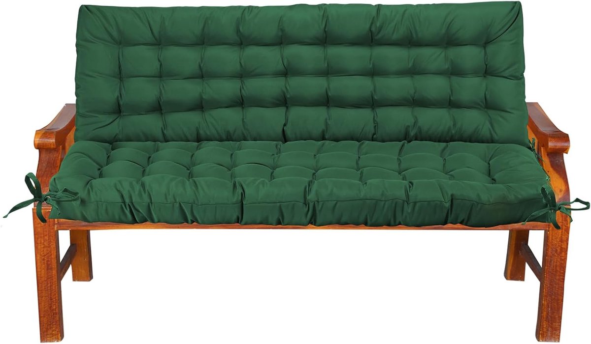 Kussen voor tuinbank, schommelbank, waterdicht en uv-bestendig, zitkussen en rugkussen voor tuinbank, schommelbank, binnen en buiten, groen, 120 x 100 cm
