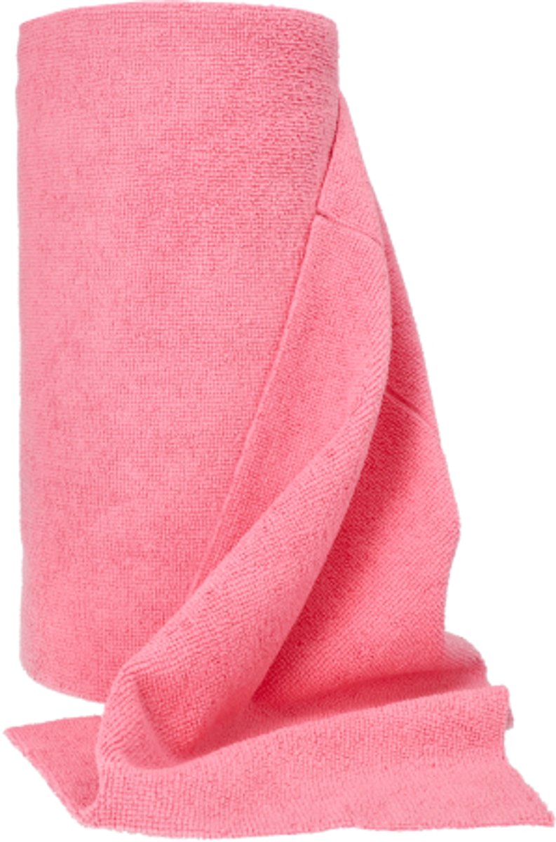 6x Microvezeldoek op rol 30 cm x 30 cm roze 50 Doekjes