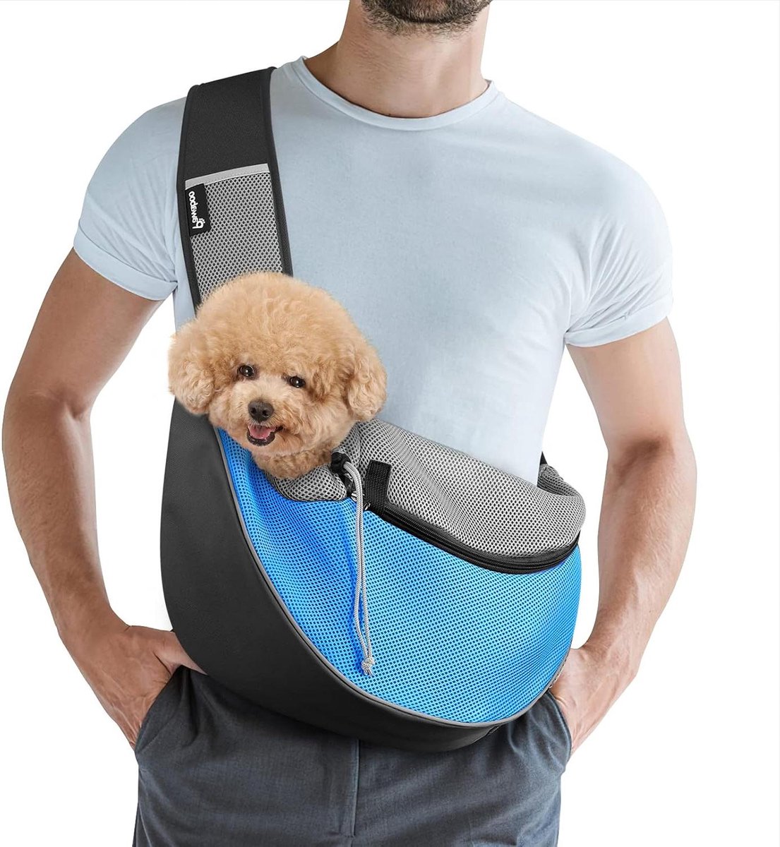 Honden Draagzak - Reistas Puppy - Veilig Vervoer - Verstelbare Band - 44 x 13.5 x 28 cm - Lichtblauw