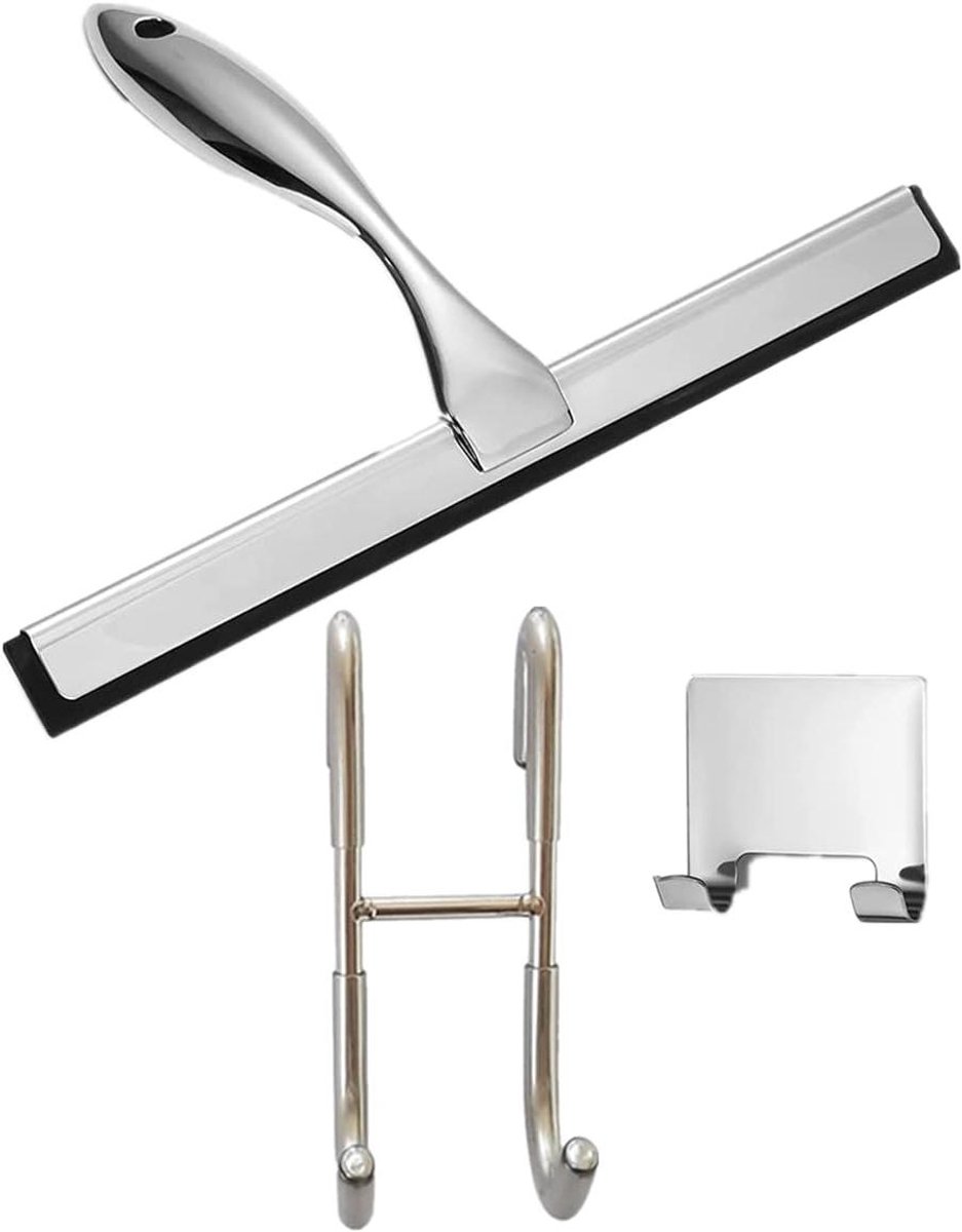 Douche Wisser - Raamwisser - Glas Reinigen - Roestvrij Staal - 25 cm - Zilver