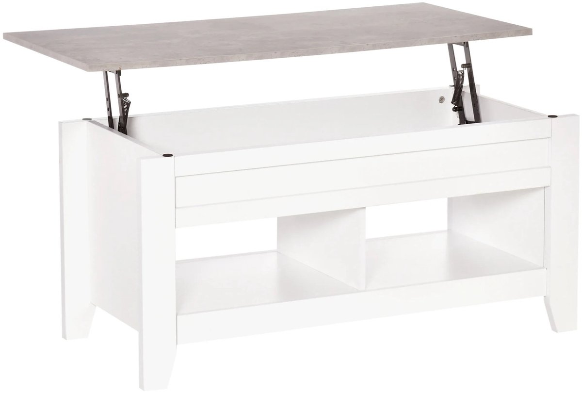 Atlasyx salontafel - Tafel - Bijzettafel - Salontafel met lade - Salontafel met opbergruimte - 105 x 50 x 49 cm - Wit marmerlook