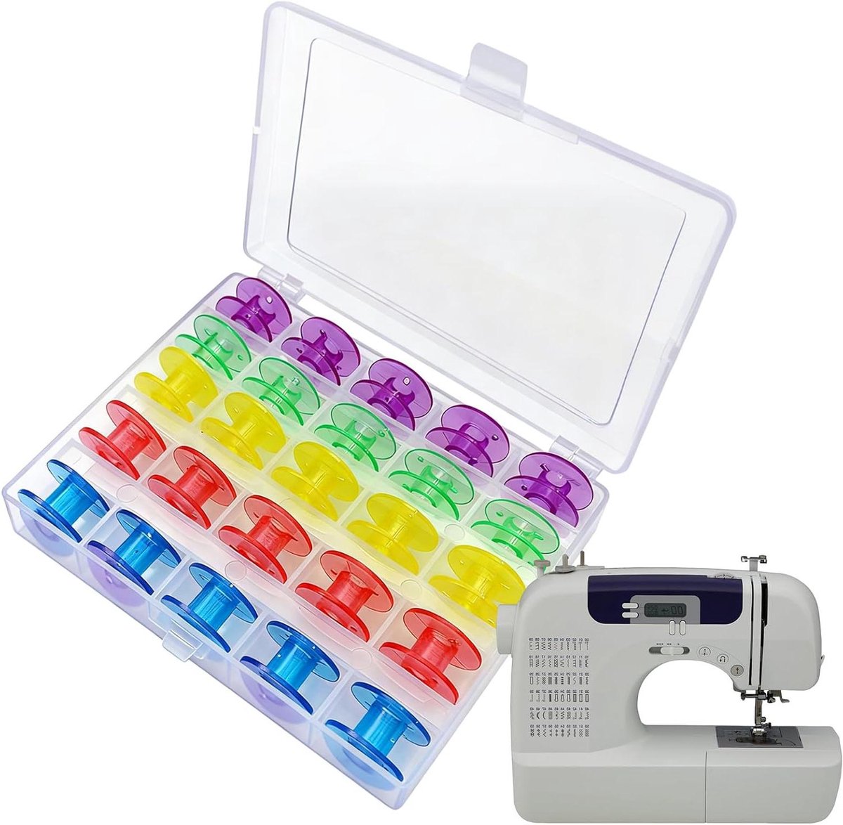 Naaiklossen Set - Gekleurde Spoelen - Hobby Naaien - Universele Pasvorm - 25 Stuks - Multicolor