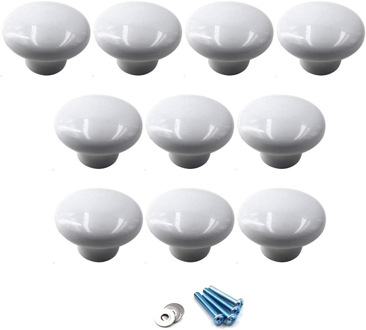Witte Keramische Ronde Knoppen Kastknop Handgreep voor Kinderkamer Ladekasten (Verpakking van 10 Schroeven Inbegrepen)