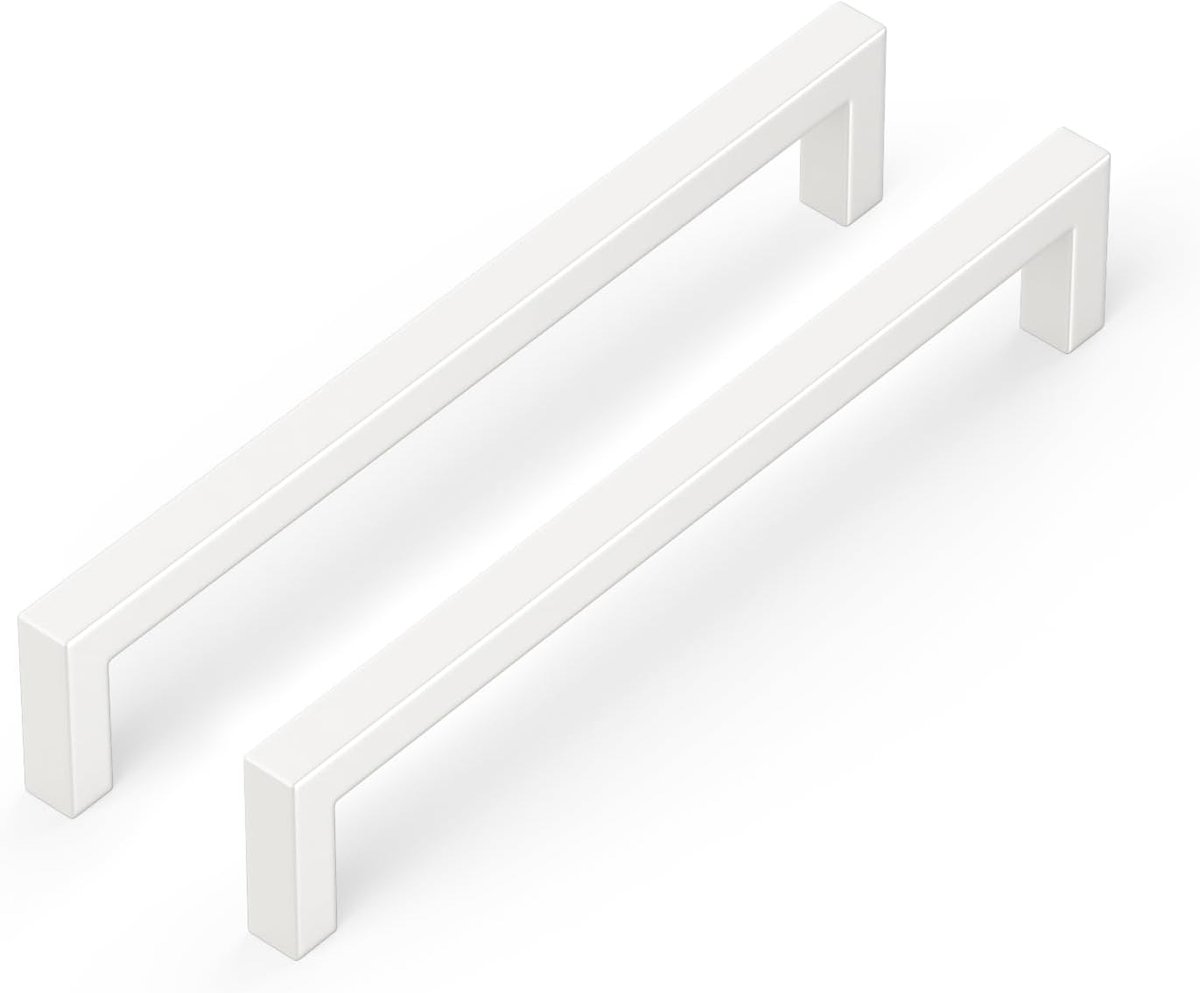 5 stuks meubelgrepen, roestvrij staal, wit, gatafstand 128 mm, voor keukenkasten, deuren