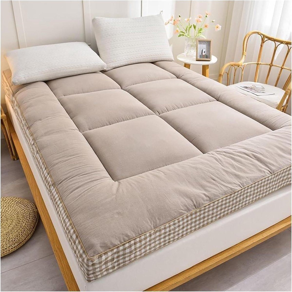 Opvouwbaar Futonmatras - Tatami Vloermatras - Comfortabel Slapen - Extra Dikke Topper - 90 x 200 cm - Bruin