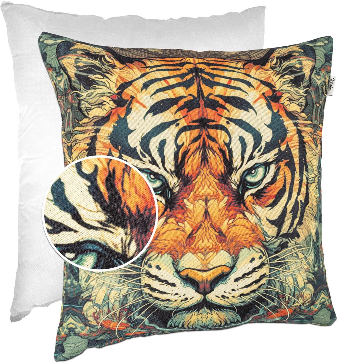 ANRO Tijger Sierkussen 40x40 cm - Gobelin - Inclusief vulling Oranje