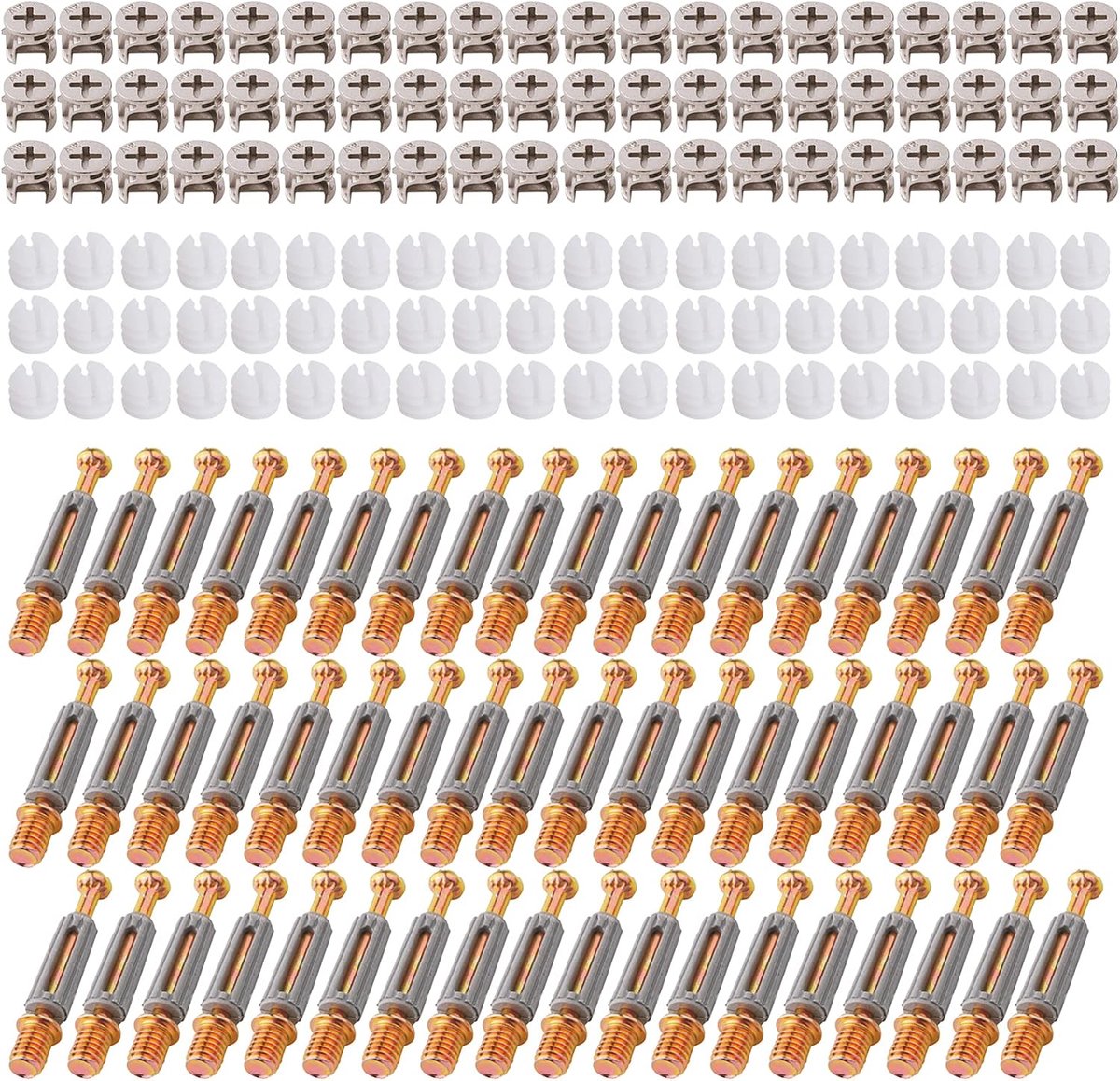 Excentrische Nok Ø11,8mm en Bouten Passende Pluggen M6x41mm met Voorgeplaatste Moeren M6 voor Flat Pack Meubelkast Vergrendeling Verbindend Grijs (100 set)