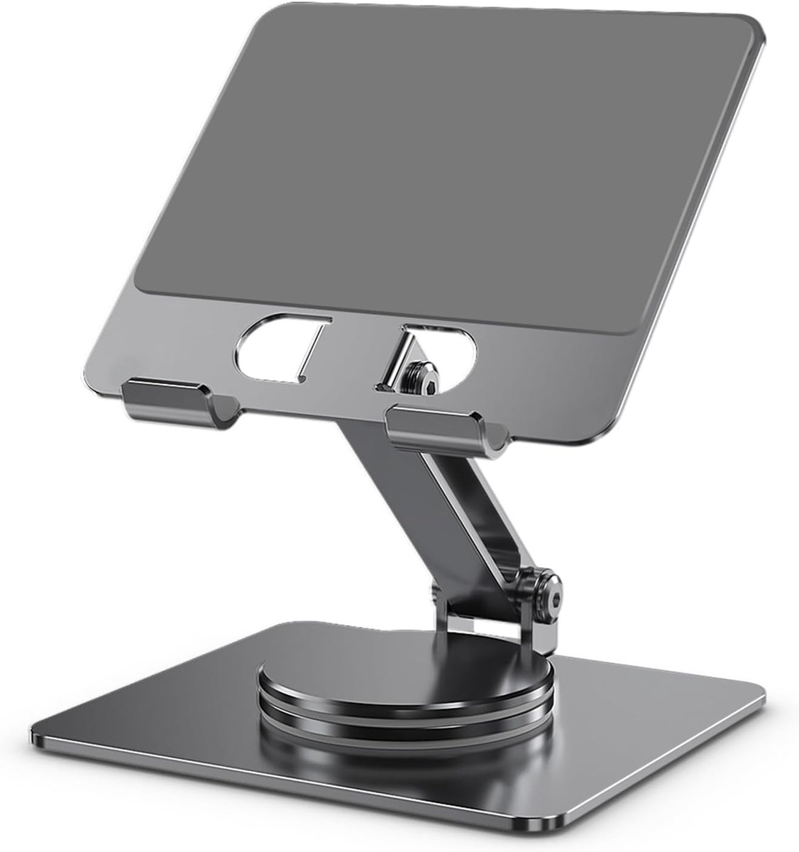 Aluminium,360 Graden Draaibaar,Verstelbaar voor Tablet, iPad, Mobiele Telefoon van 4 tot 14 inch (Grijs)