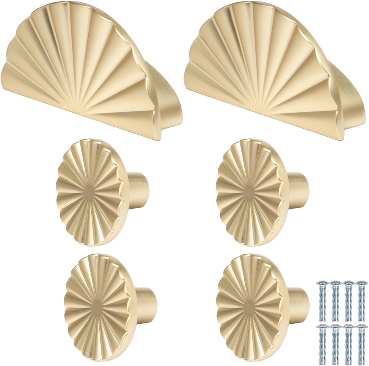 4 stuks gouden ronde kastknoppen en 2 stuks halfronde kastdeurgrepen, ronde kastknoppen, ronde ladeknoppen, ronde handgreep met één gat voor kast, meubels, hardware, kledinghaken