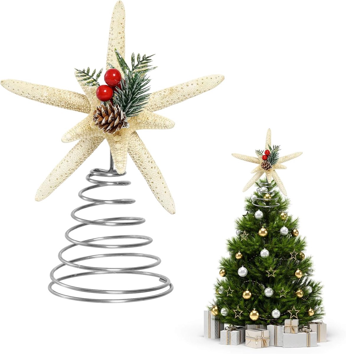 ster kerstboompiek ster boompiek Kerstmis dennenboom spits kerstboom spits voor festivals feestjes kerstboomversiering (zeesterren)