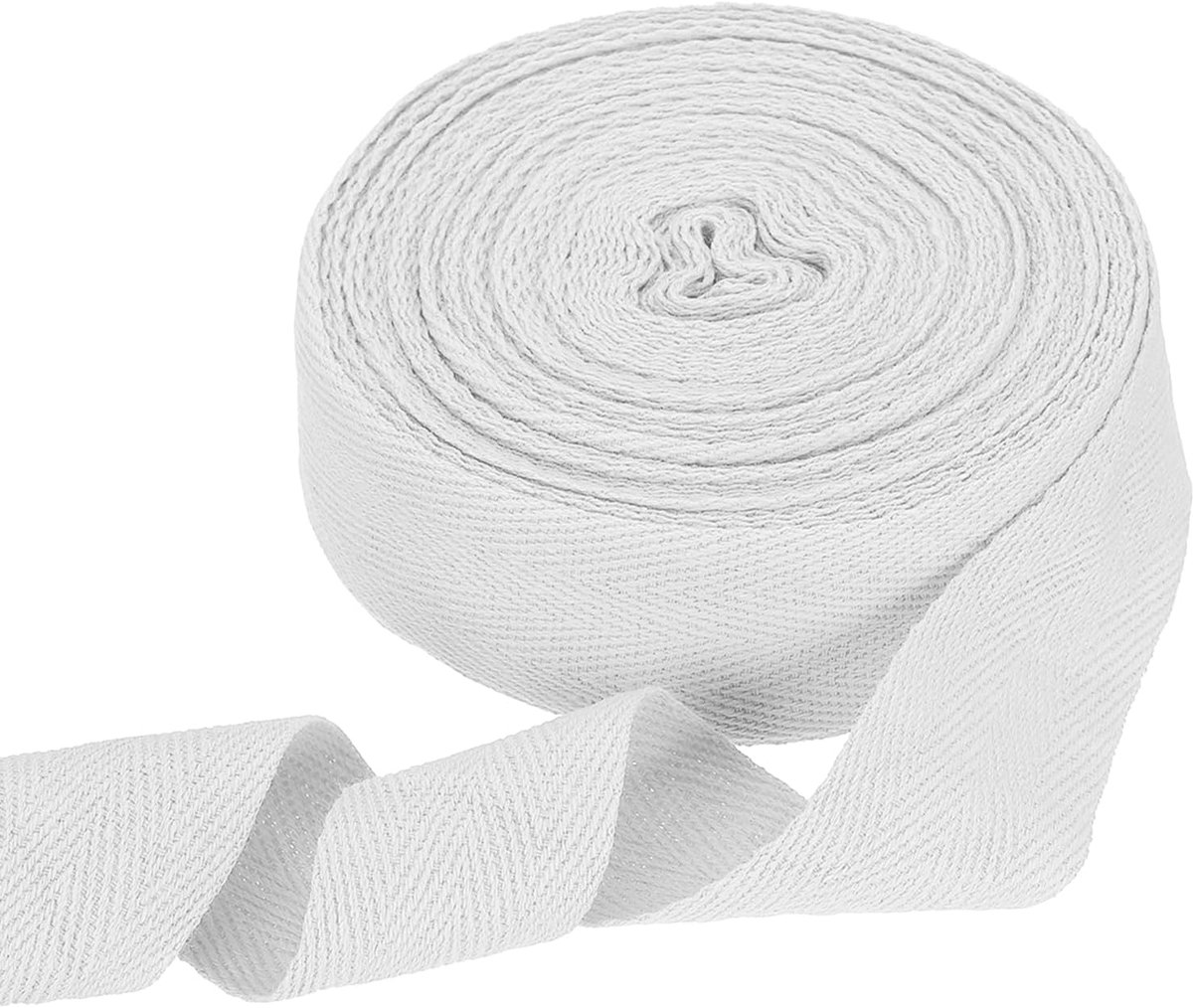Katoenen lint met visgraatpatroon, 30 mm x 10 m katoenen lint, biaisbanden voor doe-het-zelf handwerk, naaien, geschenkverpakking, handvat, stoffen tas, knutselen, handwerk, wit