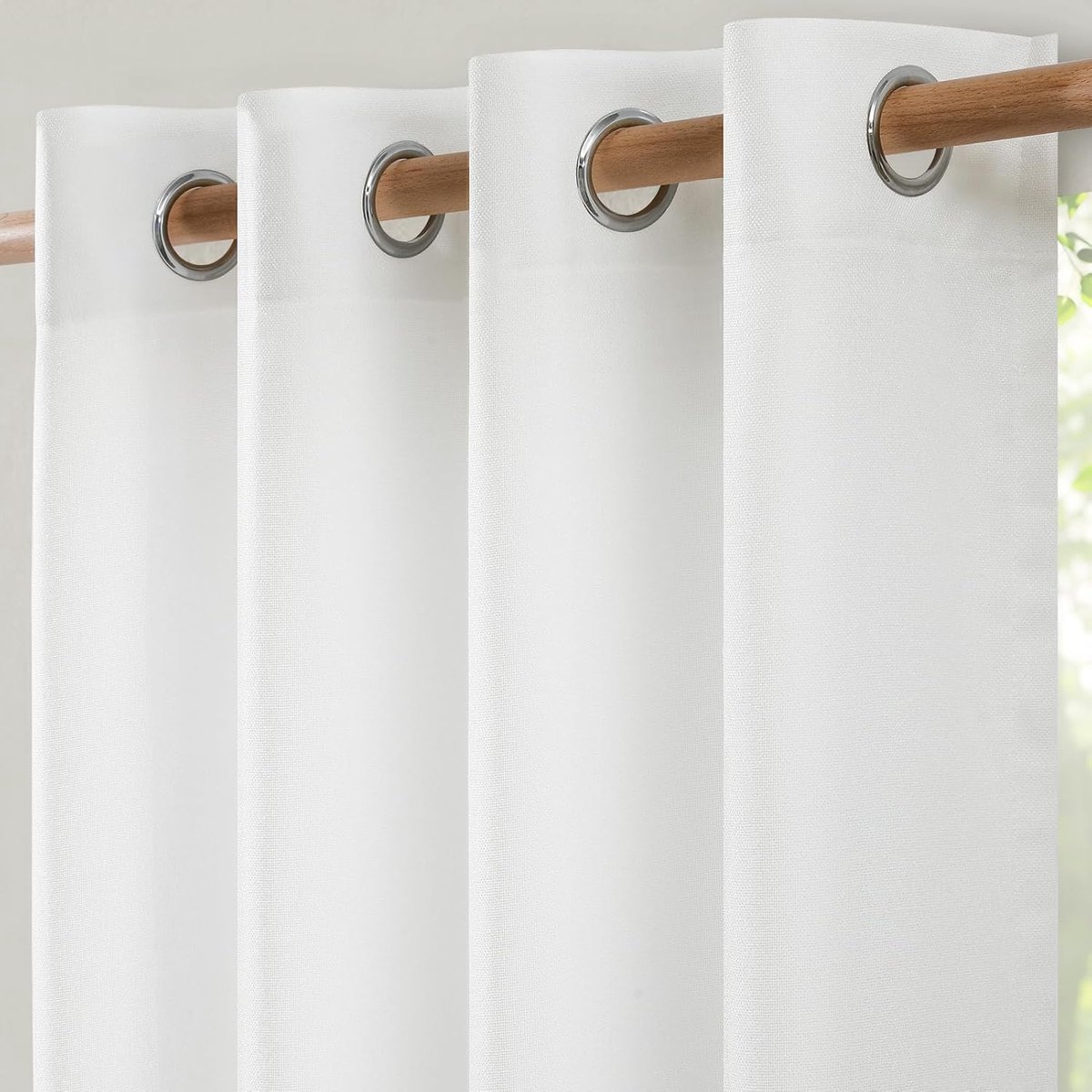 Linnen gordijnen, 250 cm lang, met inslagringen, wit, woonkamer, modern, 300 cm, extra breed, ruimteverdeler, gordijn, halftransparant, slaapkamergordijn, voor gordijnroede, 1 stuk