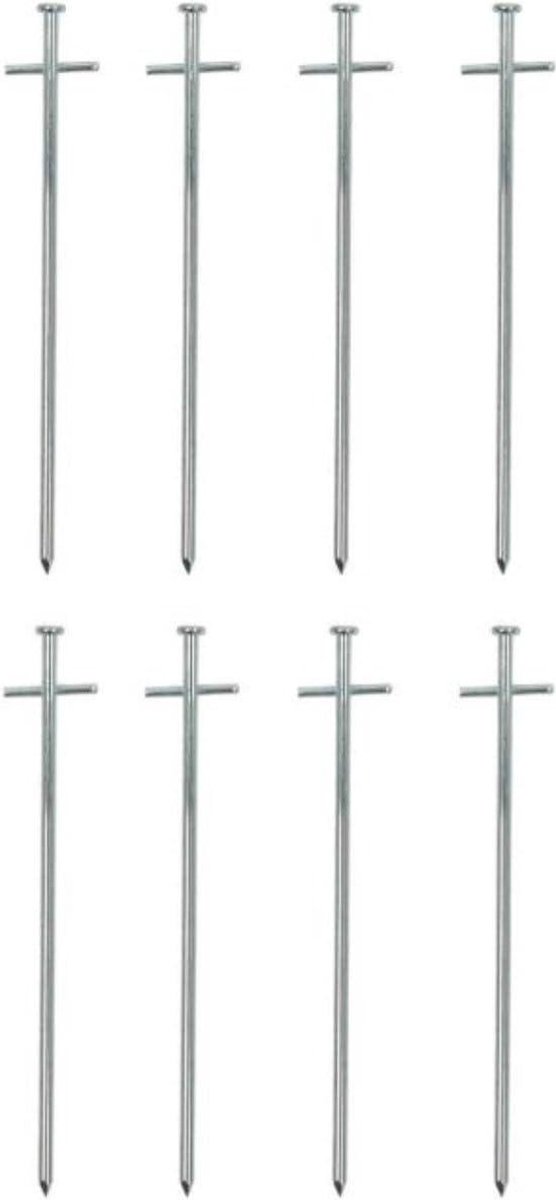 Grondpennen Set - Tentpennen Hamerpennen - Tent Opzetten - Stevige Metalen Constructie - 18 cm - Zilver