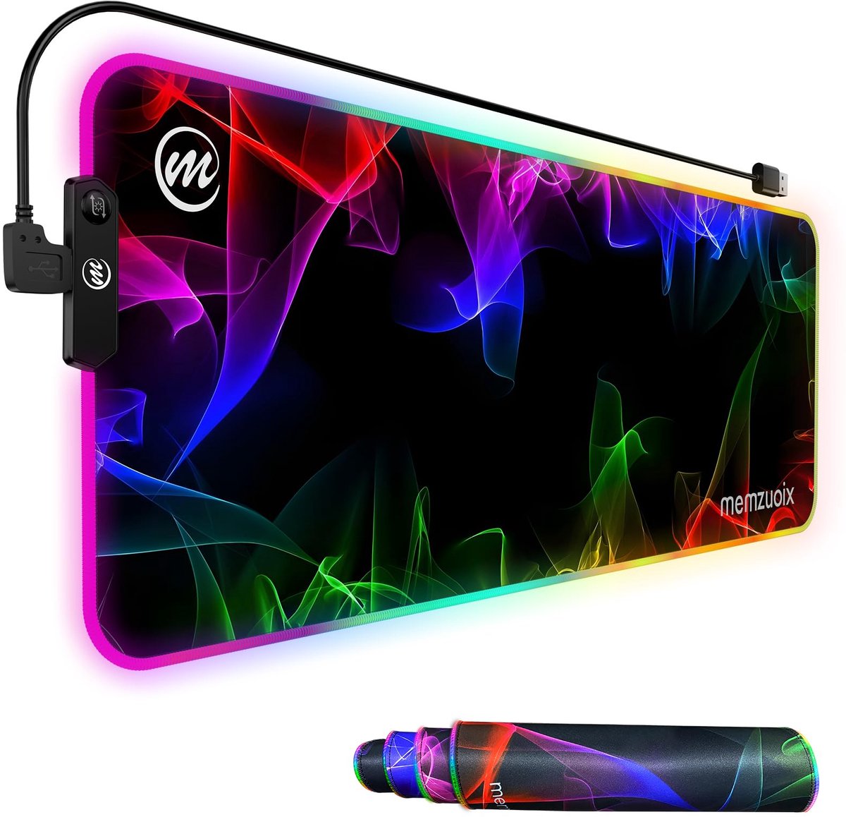 SnelShoppen - Led-muismat grote RGB gloed gaming-muismat 70 x 29 cm met 16 verlichtingsmodi, antislip basis, waterdicht en vlekbestendig voor gamer ka