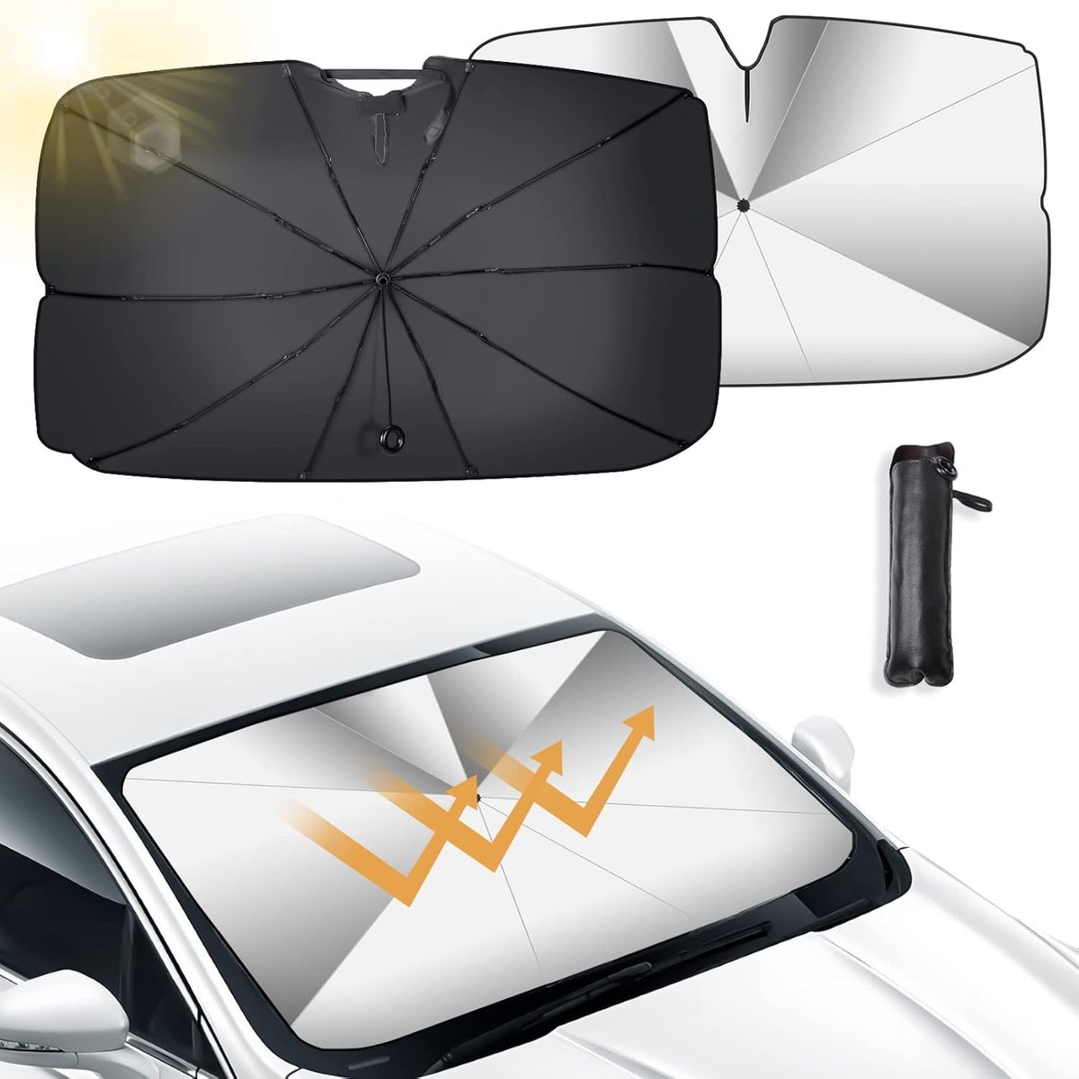zonwering, voorkomt krassen auto voorruit parasol uv-bescherming opvouwbare bescherming met auto zonneklep uv-blokkering 73 x 130 cm