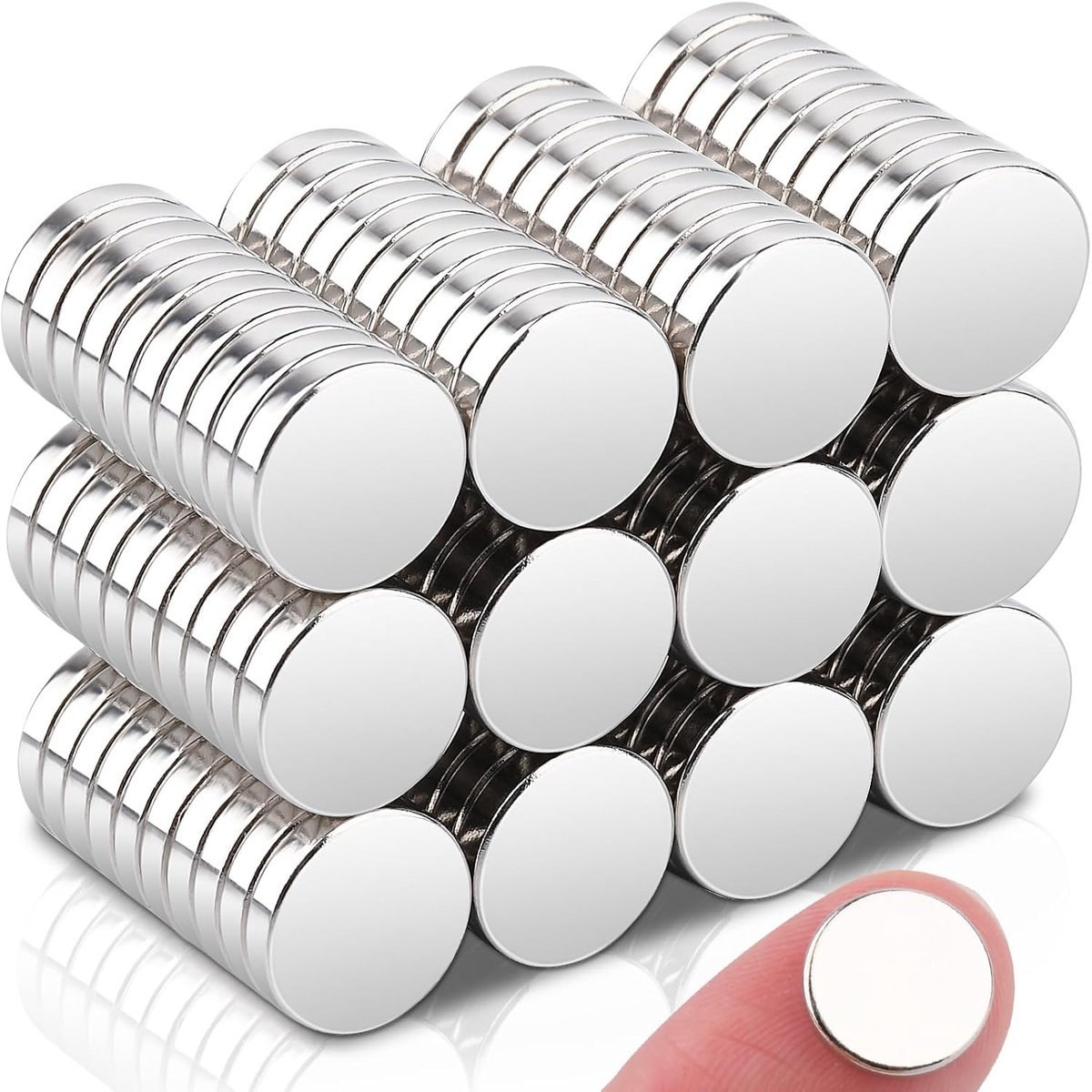 Magneten, extra sterk, 10 x 2 mm, kleine ronde magneten voor whiteboard, magneetbord, prikbord, koelkast, handwerk