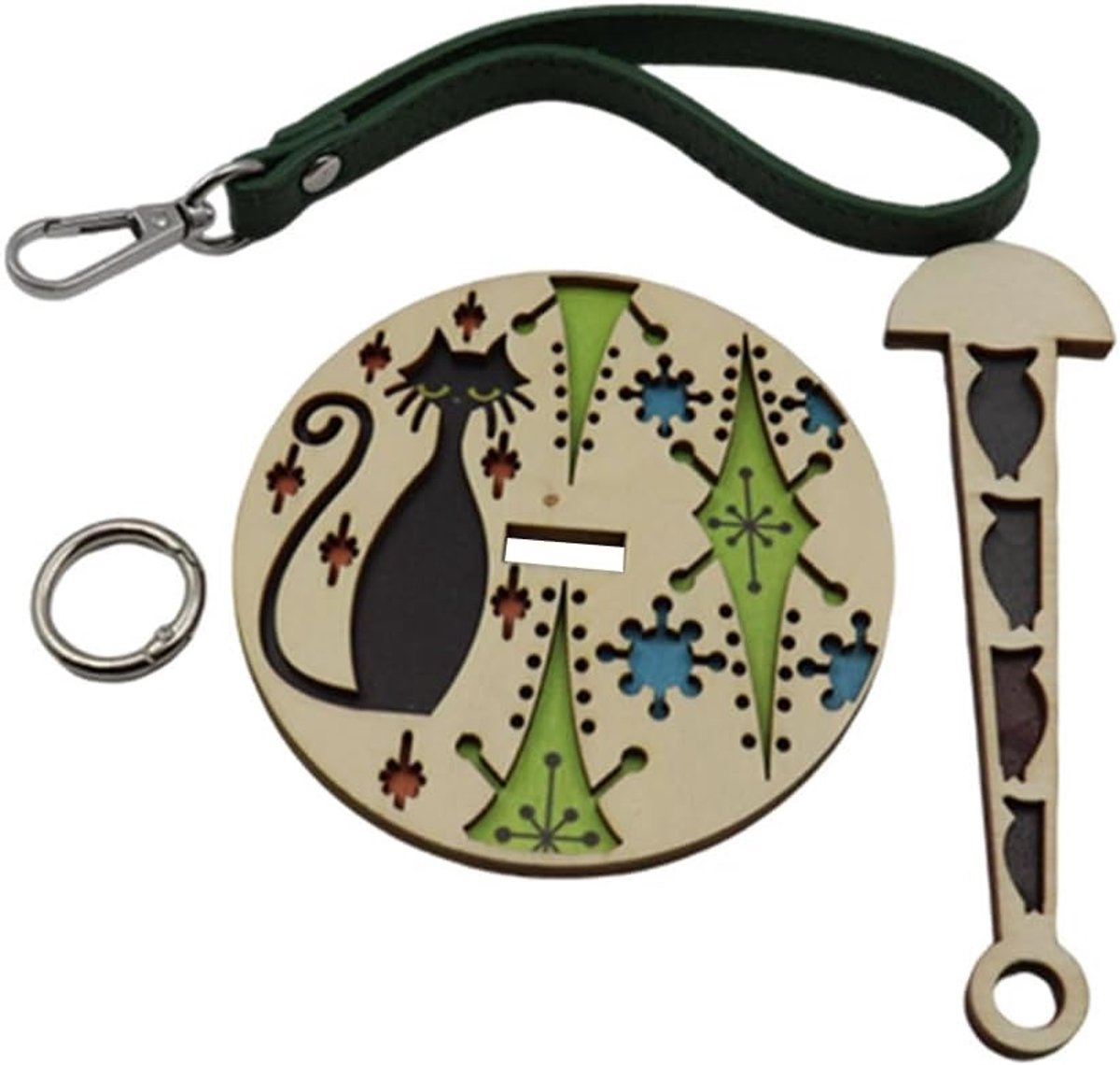 Garenhouder voor haken met lederen armband, draagbaar, voorkomt verstrengeling van garen voor breien en haken breien benodigdheden (kat)