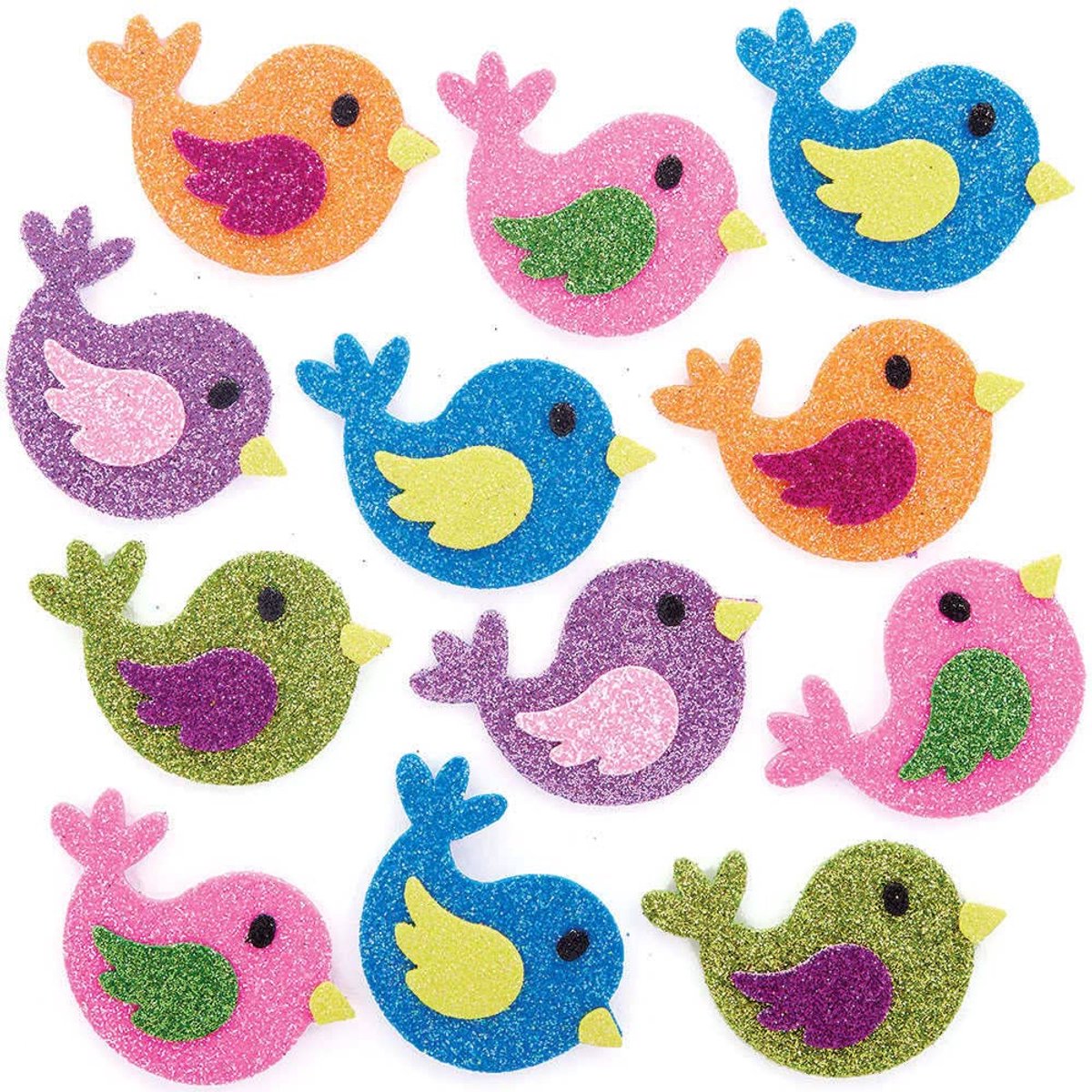 Ross FC716 Vogel Glitter Stickers - Set van 100, Zelfklevende Stickers voor Kinderen, Knutselen voor Kinderen, Stickers voor Kinderen