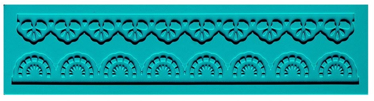 mit Herz Siliconen decoratiemat | Siliconen vorm fondant | Hoogte: 2mm | Topdesign | ideaal voor het maken van randen in kantlook | Gereedschap voor het vormen van fondant (Design 21 | 17,7 cm x