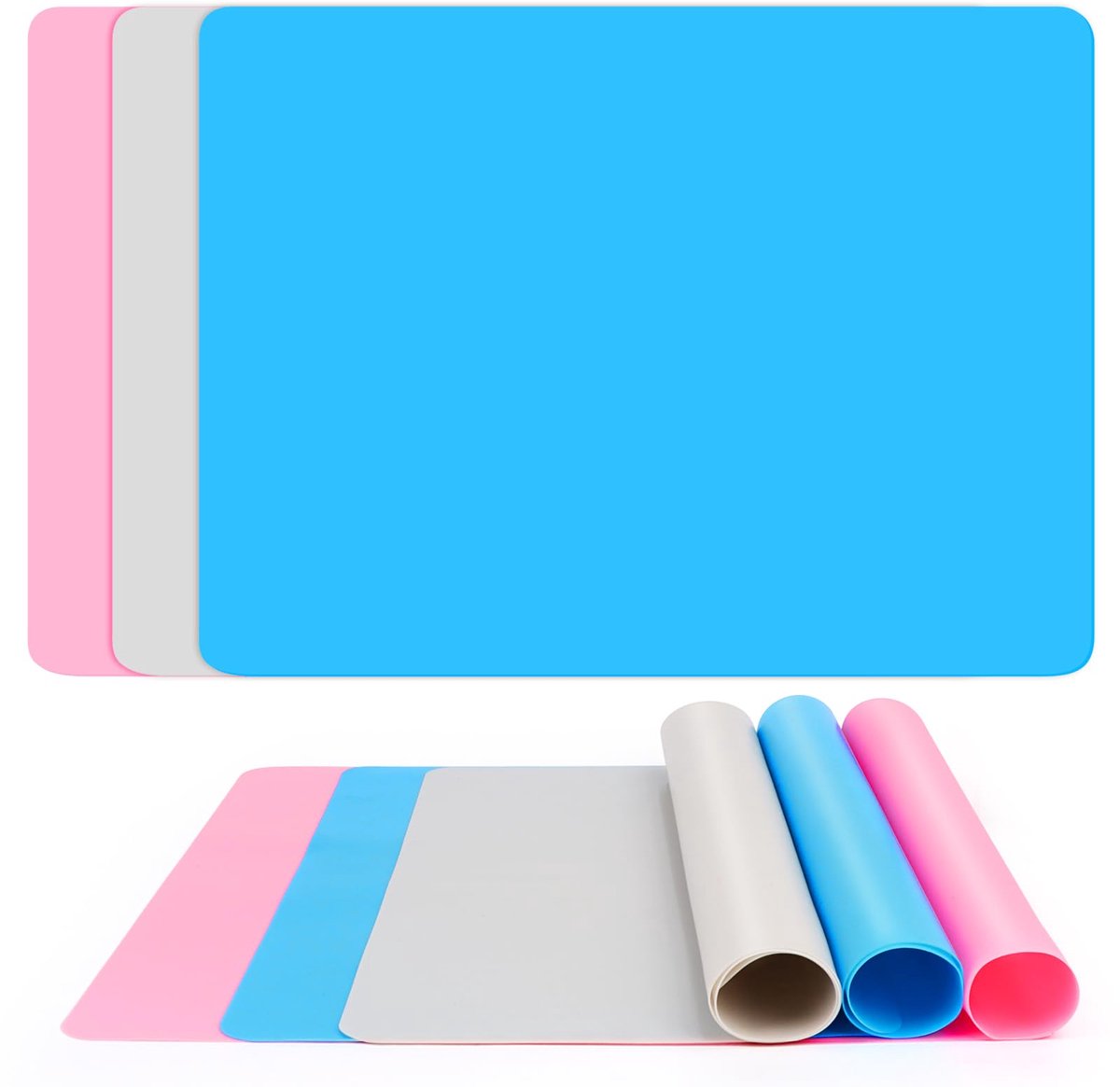 3 stuks siliconen mat, 30 x 40 cm, hoogwaardige siliconenmat voor knutselen, knutselonderlegger, kinderen, schildermat, antislip, knutselmat, siliconenmat voor epoxyhars, wasbaar