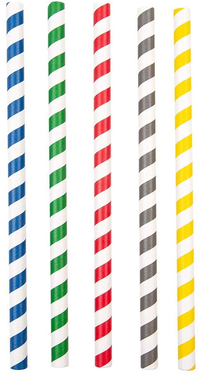 Gestreepte rietjes, Ø 1 x 21 cm, gesorteerd