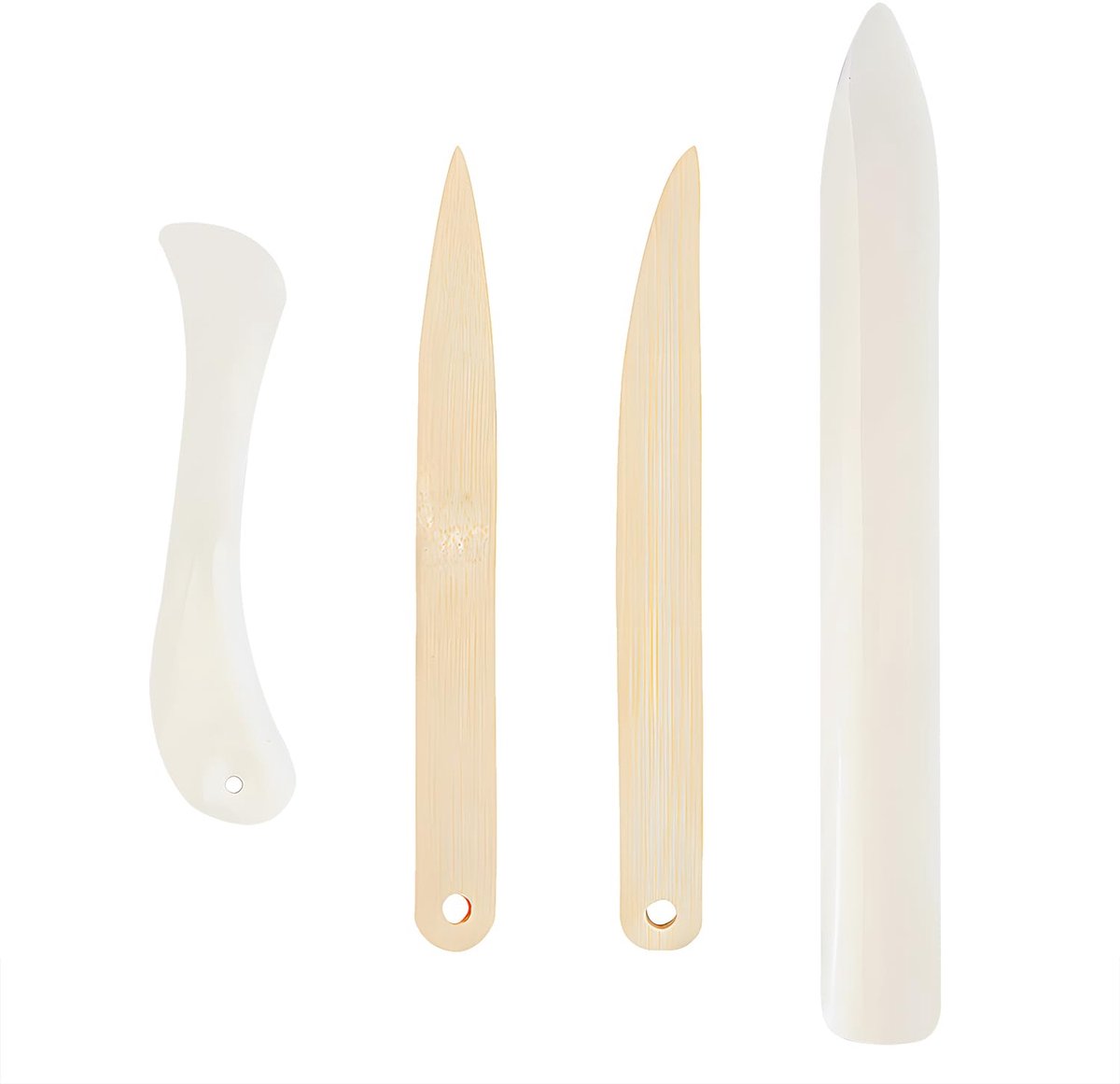 4 stuks vouwbeen voor papier, set van vouwbenen van kunststof gemaakt van bot, vouwbeen, vouwplank, botkunststof vouwbijl, knutselgereedschap, wit, voor papierambachten, kaarten, enveloppen en dozen