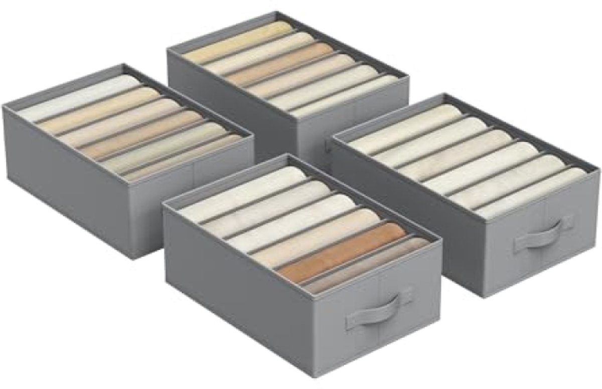 Huis Geluk Set van 4 Lade-organizers met 6 Vakken, Opvouwbare Kastorganizer voor Kleding, 42 x 30 x 17 cm, Duifgrijs