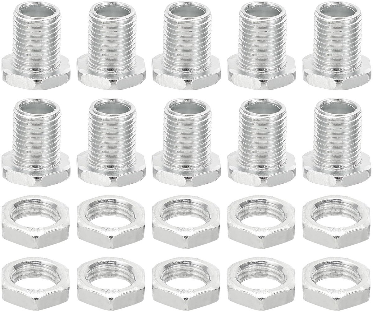 Zeskantschroeven M10 x 15 mm en moeren, 10 sets holle schroeven met fijne schroefdraad assortiment zeskantkopschroef door gat bevestiging kroonluchter vasteners
