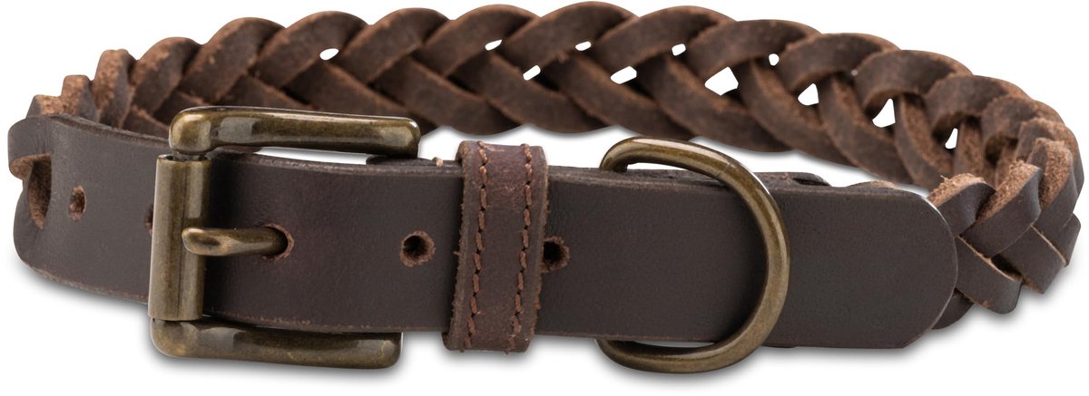 Halsband van vetleer – robuust en handgemaakt – hoogwaardig buffelleer – S (31,0 - 40,0 cm)
