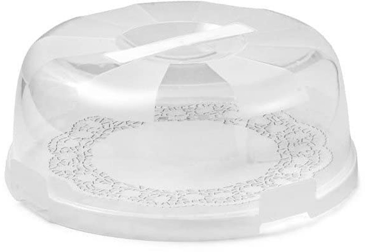 Delice Taart- of koekdoos met deksel, wit, 4 veiligheidssluitingen, diameter 28 cm, gemaakt in Italië, BPA-vrij