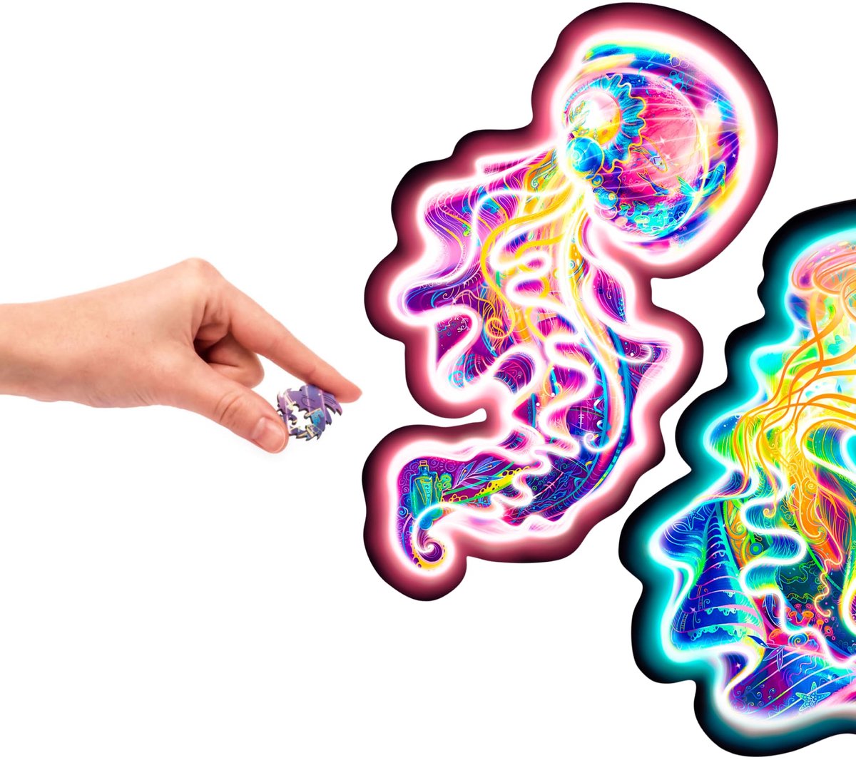 SnelShoppen - Wandering Jellyfish Houten Puzzel voor Volwassenen - 227 Unieke Stukken - Medium 32 x 32 cm - Puzzelen voor Volwassenen, Ontspanning, De