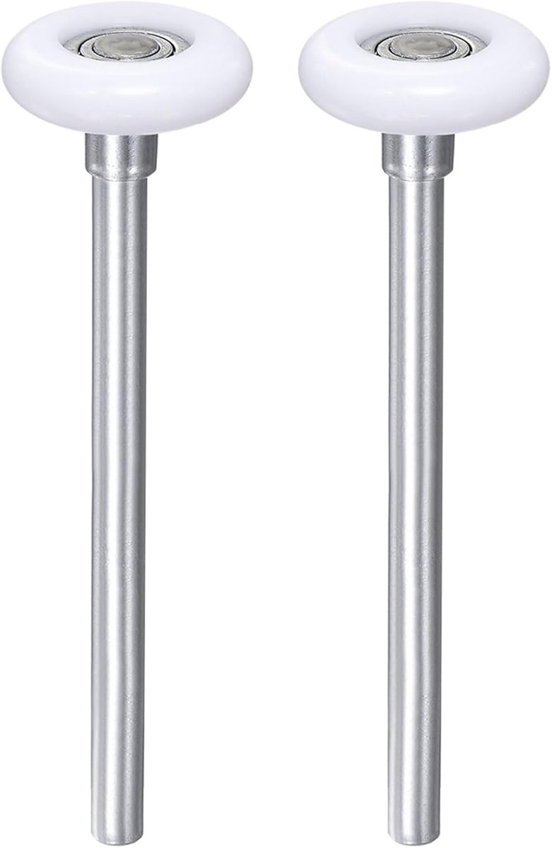 2 stuks 1,8 inch nylon garagedeur wielen voor 2 inch garagedeur, 6,5 inch lange steel, stille garagedeur rollen, 6200zz precisielagers met 11 ballen, wit