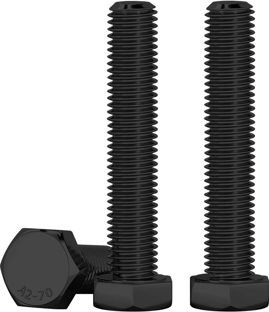 M8 Zeskantbouten‌ Zwart Roestvrij Staal A2 V2A M8 X 60 mm Zeskantbouten 10 Stuks DIN 933 Machineschroeven