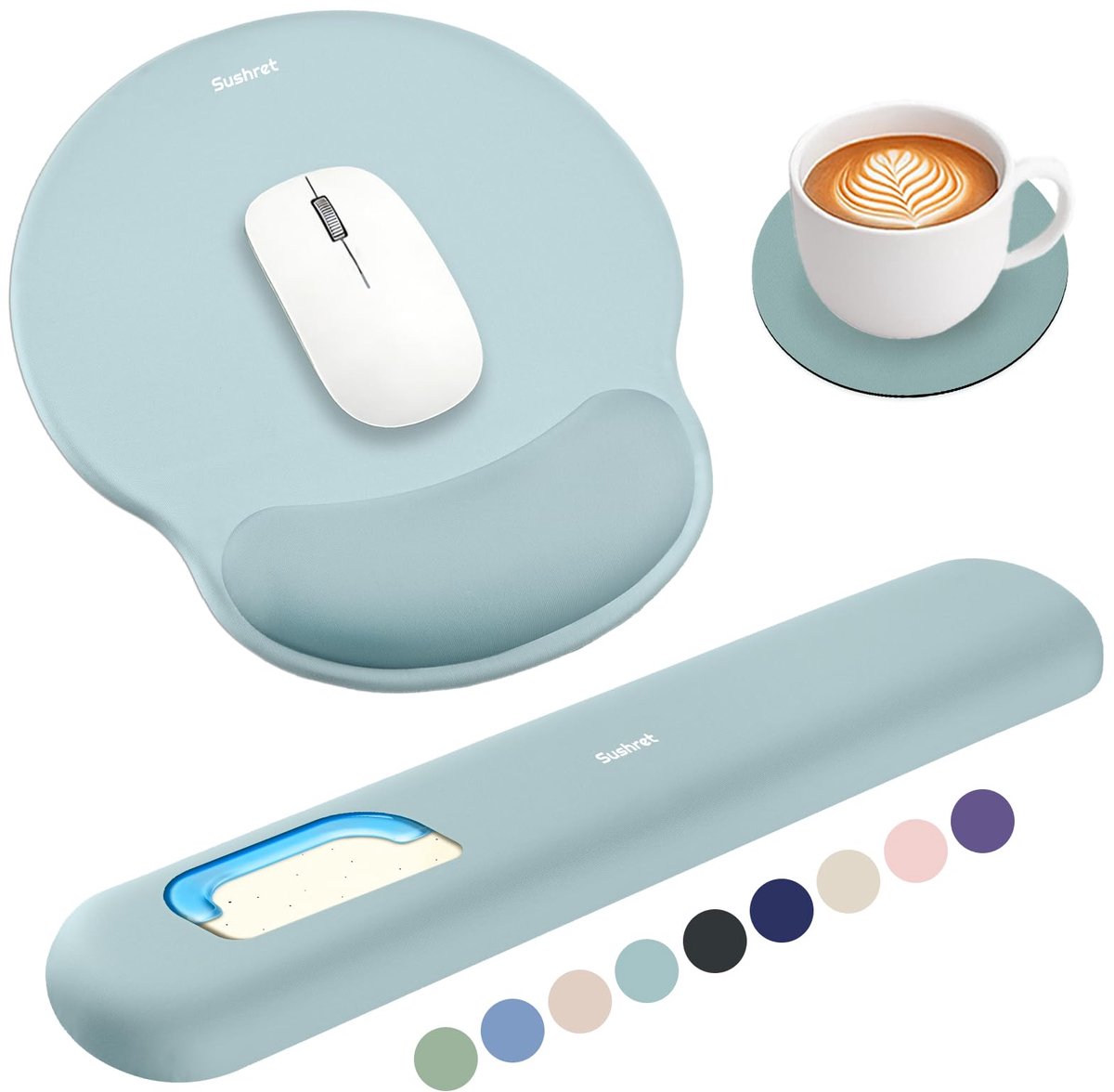 SnelShoppen - Muismat en Polssteun voor Toetsenbord, 3-in-1 Ergonomische Gel Memory Foam Muismat met Polssteun en Gaming Mousepad Armsteun voor Comput
