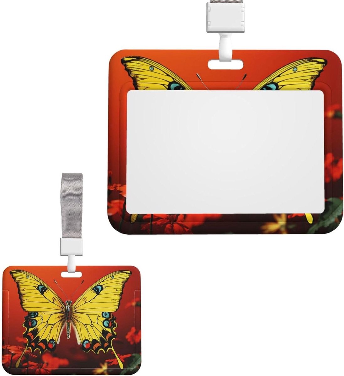 Glijdende ID-kaarthouder - Badgehouder Kantoor - Veilig Kaarten Bewaren - Schuifontwerp Voorkomt Vallen - 10x6 cm - Gele Vlinder