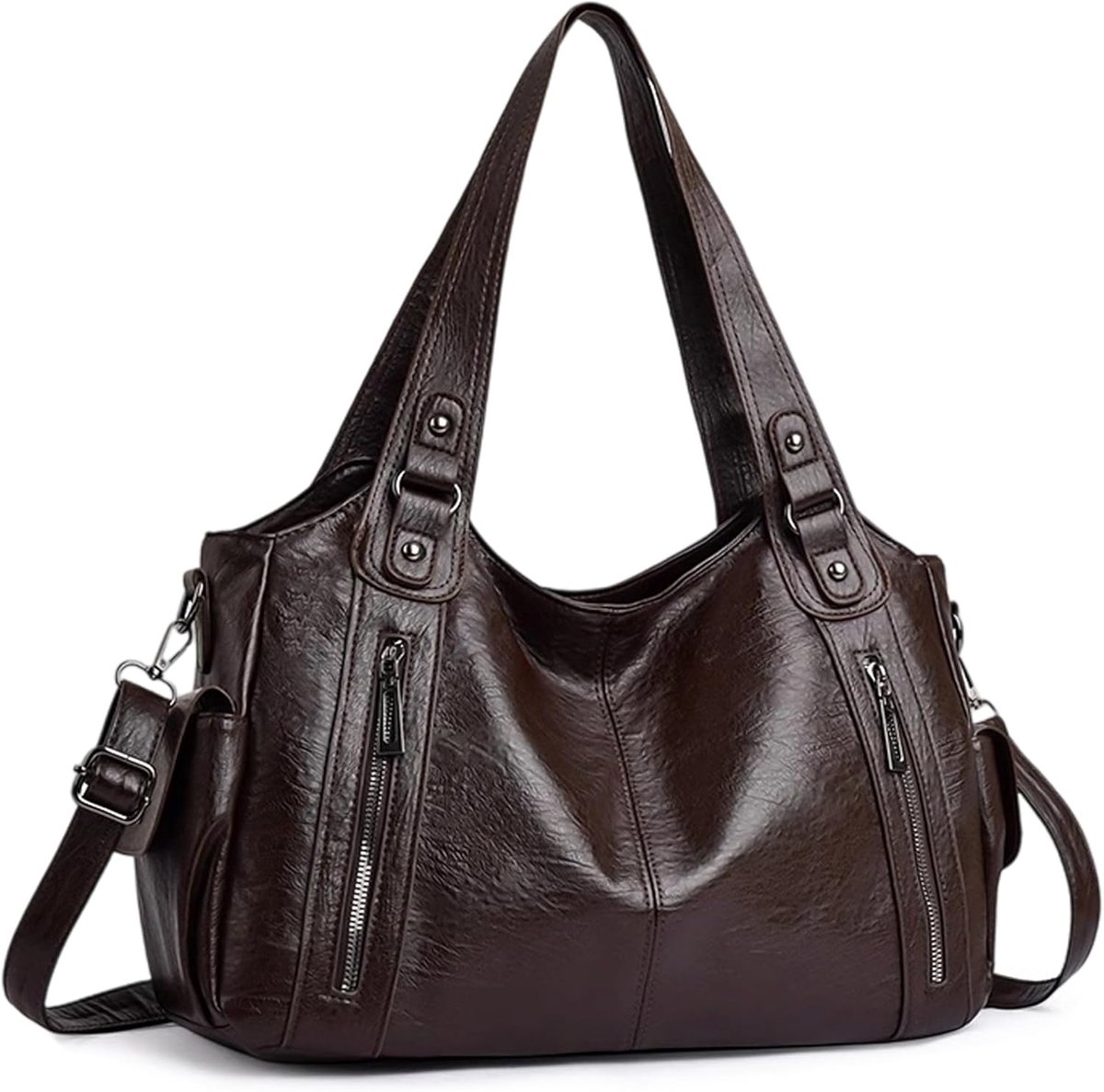 schouderriem, boodschappentas, PU-leer, modieus, chic, grote capaciteit, stijve schoudertas, elegant, voor werk, winkelen, reizen en dagelijks gebruik