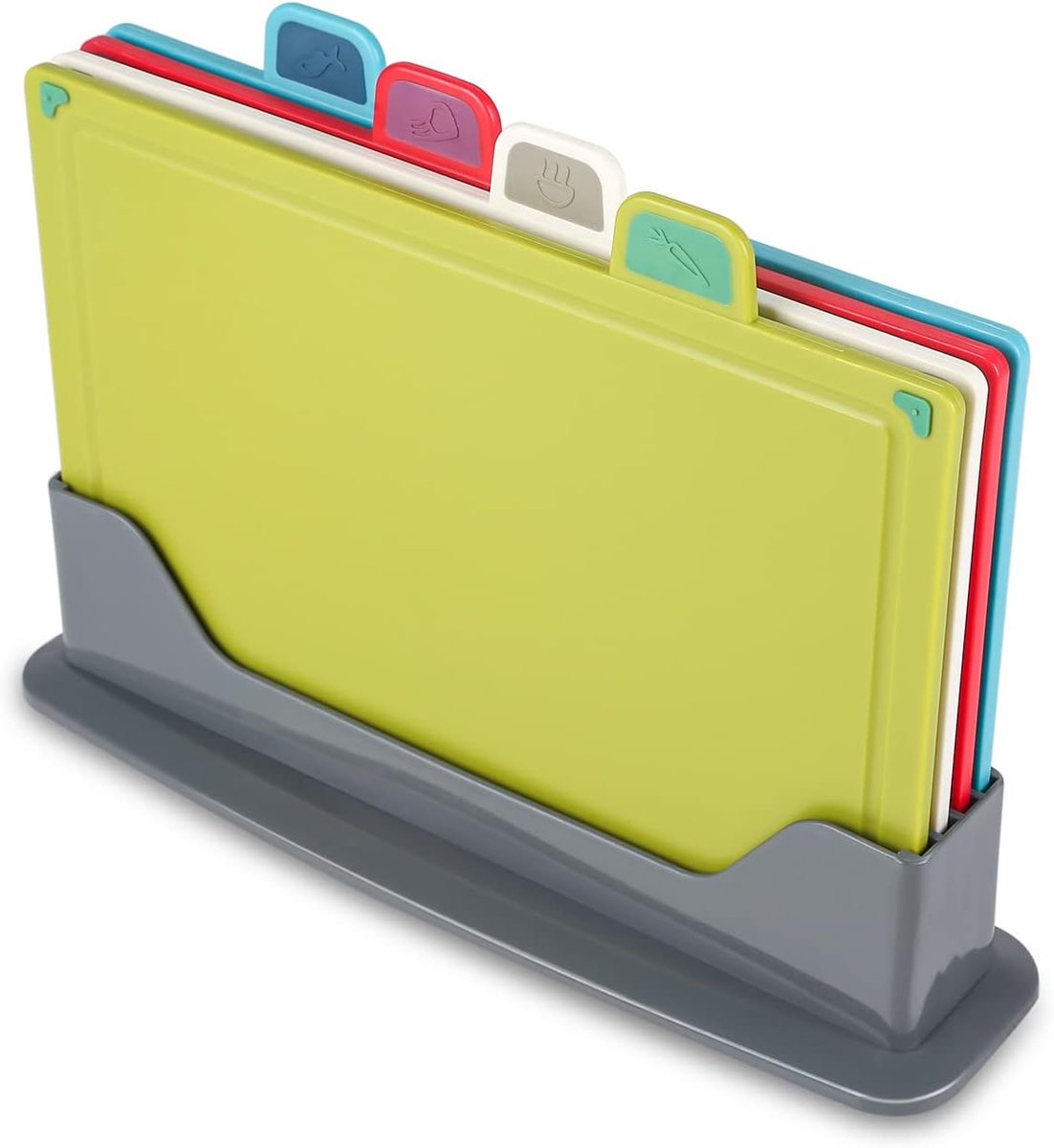 4-pack snijplanken, kleuren veelkleurige keuken snijplank, draagbare antislip antibacteriële snijplank, veilig BPA-vrij, draagbaar, niet-toxisch, antibacterieel met opbergstandaard