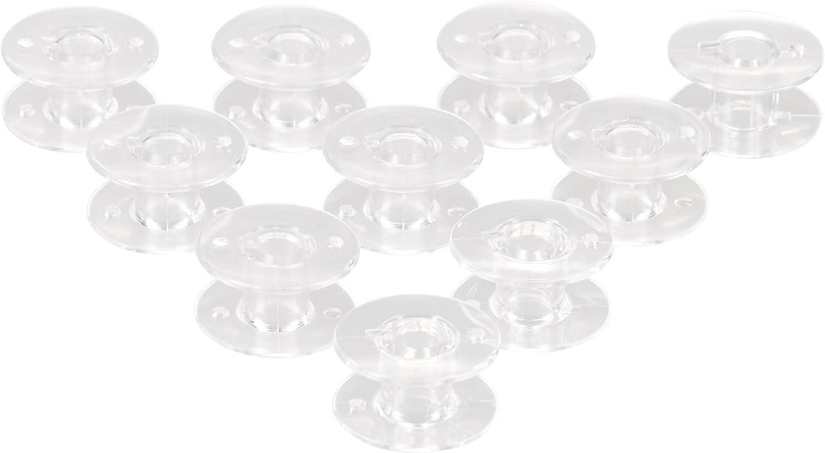 331800000195 Spoel Voor Naaimachine, Set Van 10 Plastic Spoelen, Onderdraad Voor Gangbare Naaimachines, Accessoires Naaimachine, Transparant, 1.5 X 1.5 X 1 Cm