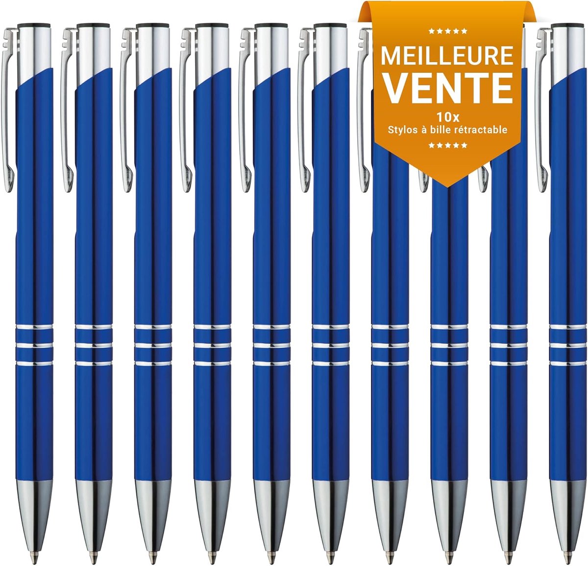SnelShoppen - Metalen balpen set van 10 stuks, premium kwaliteit, hoogwaardig materiaal, blauwschrijvende pennen voor soepel en zacht schrijven, ideal