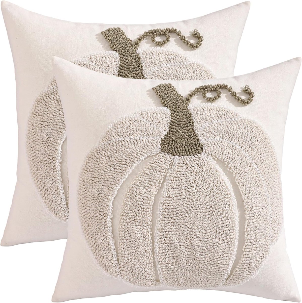 Tosleo Pack of 2 Halloween Cushion Covers 45 x 45 cm Tufted Pumpkin Decorative Cushion Green Vines Trick or Treat - ShopVlot