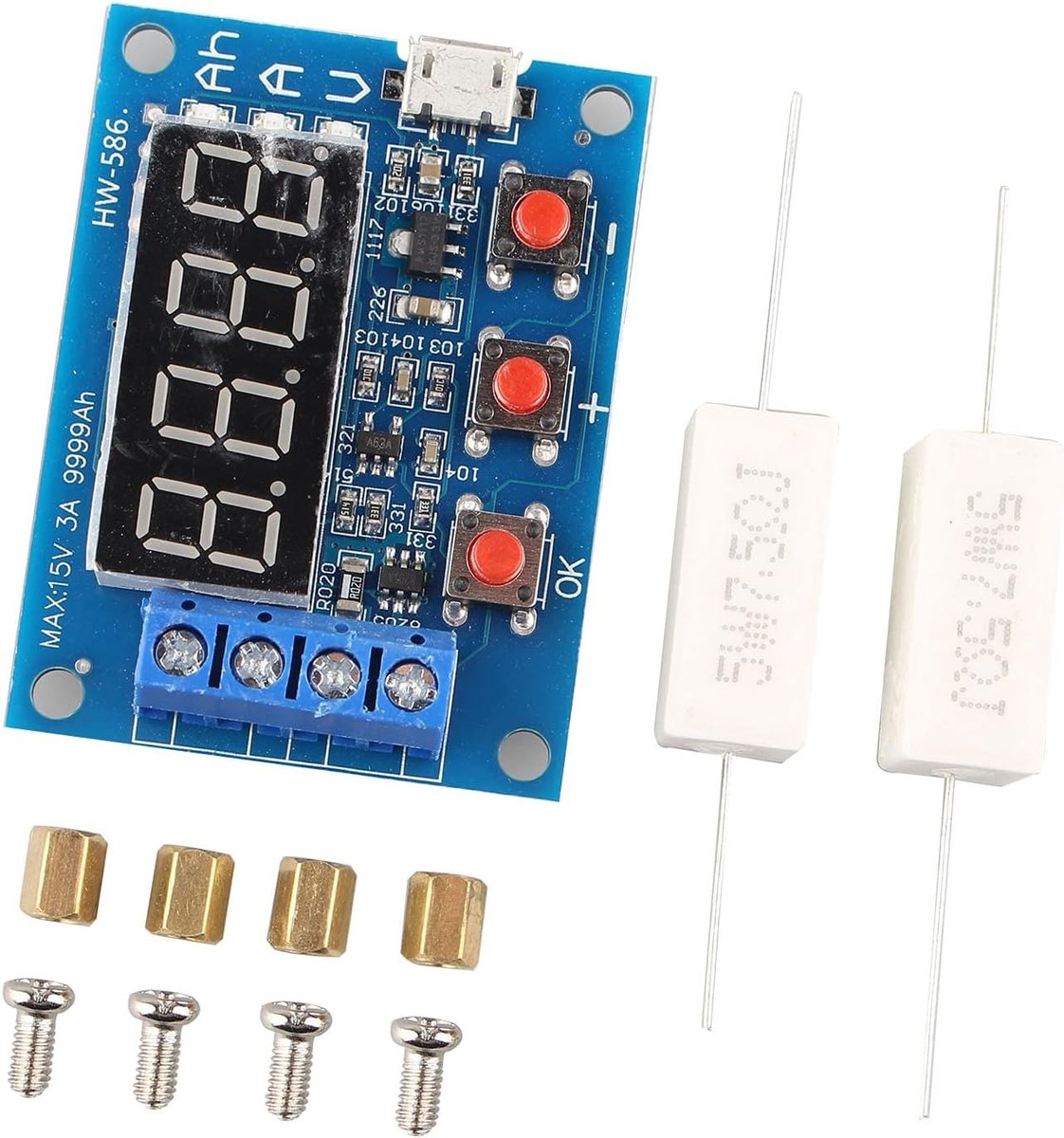 Capaciteitstestapparaat voor Micro USB Batterijen - LED Digitale Li-ion Lithium 18650 Externe Oplaad- en Ontlaattanalyzer met Nauwkeurige Metingen