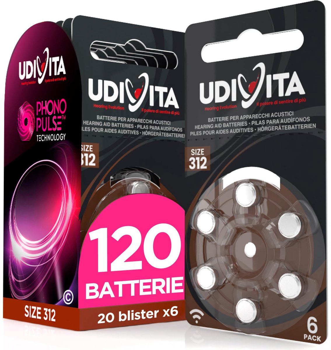 SnelShoppen - 120 Hoortoestel Batterijen Maat 312 PR41 met Phono Pulse Technologie - 20 Blisterverpakkingen van 6 Batterijen voor Betrouwbare Geluidsk