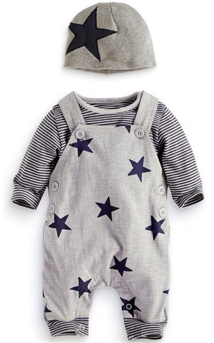 Baby jongens kleding set 3-delig - lange mouwen katoen - gestreept - comfortabel voor dagelijks gebruik - SnelShoppen