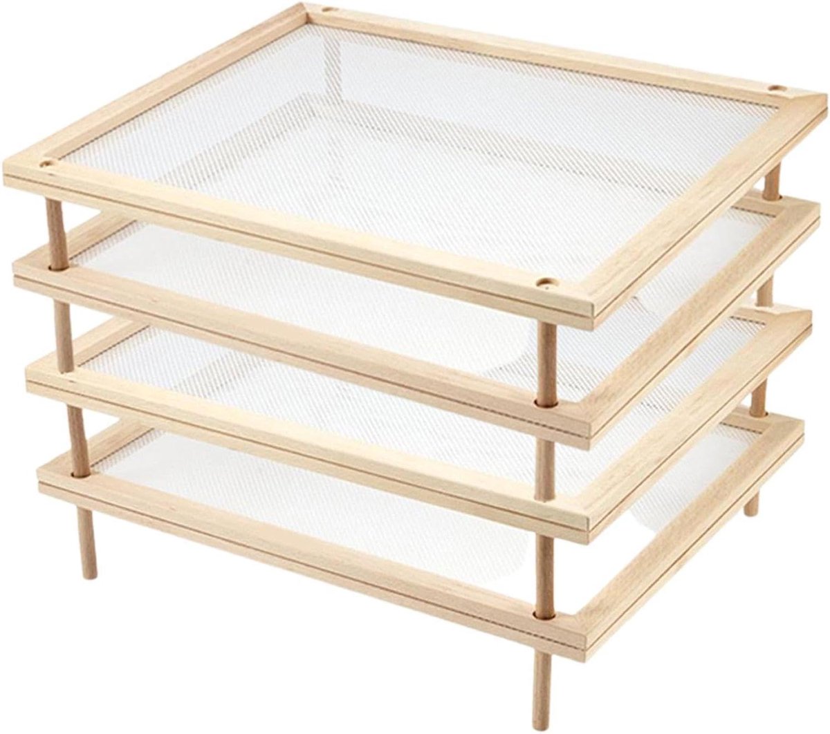 Pasta Droogrek - Keuken Organizer - Voedsel Drogen - Stapelbaar Ontwerp - 24.5x39cm - Houtkleur