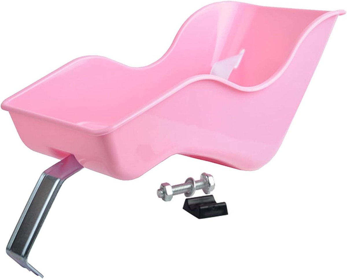 Poppenfietsstoel - Speelgoeddrager - Kinderen Fietsen - Veilige Clipband - 37x20x17 cm - Roze