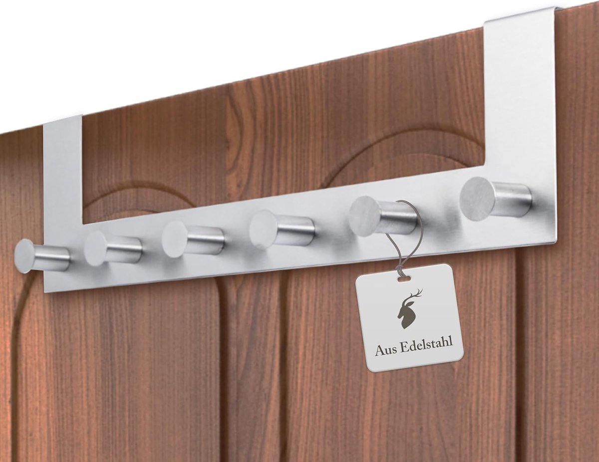 ReWu Stainless Steel Door Hooks, 6 Hooks for Hanging, Clothes Rack, Door Frame, Wardrobe Frame, for Bathroom, Kitchen - ShopVlot