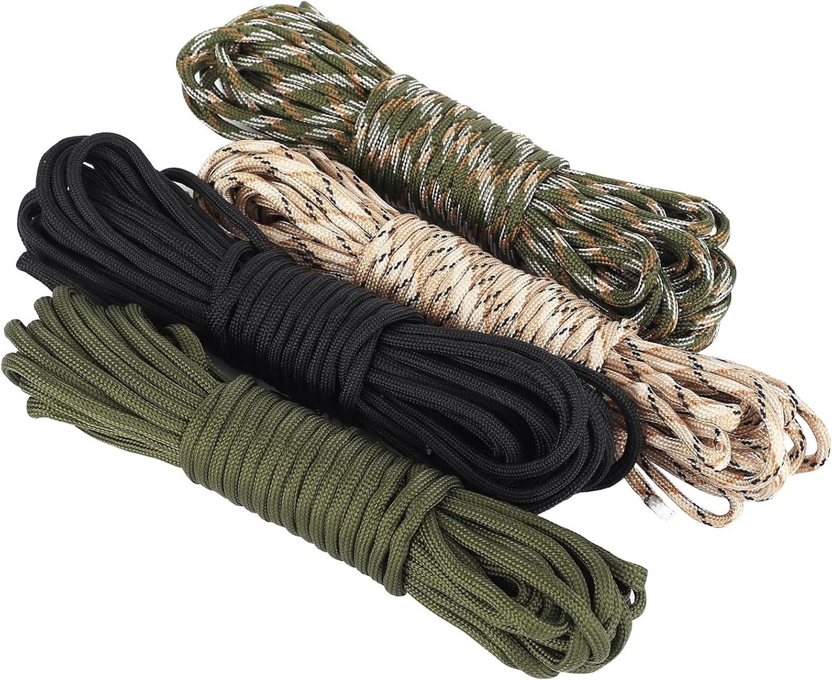 Paracord Touw 4mm x 10m - Set van 4 Stukken voor Knutselen, Kamperen, Wandelen en Outdoor Activiteiten