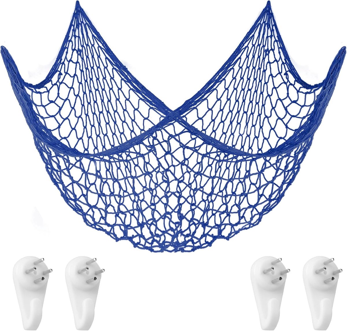 Visnet Decoratie, 6,5 x 3,3 ft Nautische Wanddecoratie Visnet, Blauw Visnet Strand Thema Decor voor Feest Thuis, Mediterrane Stijl Foto Net